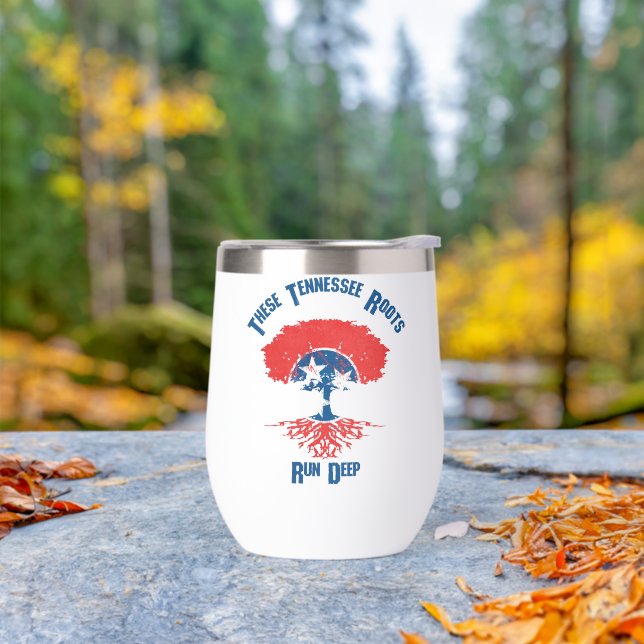 Tennessee Roots Flag Tree  Thermal Wine Tumbler (Outdoor)