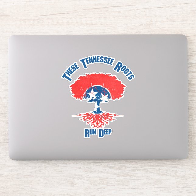 Tennessee Roots Flag Tree Vinyl Decal (Computer)