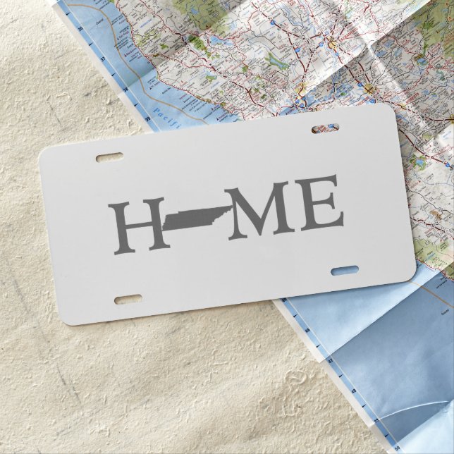 Tennessee Shaped Letter Home State Word Art License Plate (In Situ)