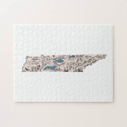 Tennessee Shaped Tennessean Vintage Picture Map Jigsaw Puzzle