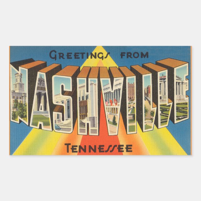 Tennessee, Sheet of 4 Nashville stickers (Front)