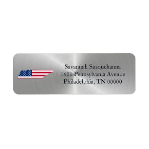 Tennessee Silver American Flag Patriotic Label