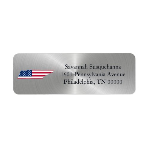 Tennessee Silver American Flag Patriotic Label