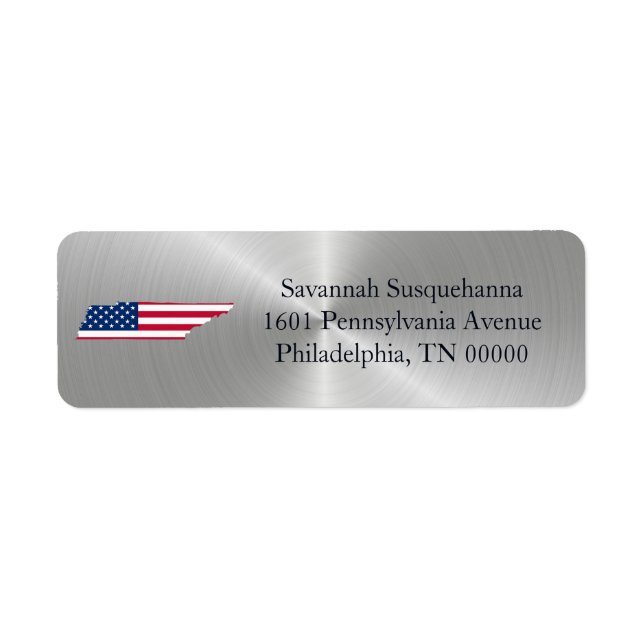 Tennessee Silver American Flag Patriotic Label (Front)