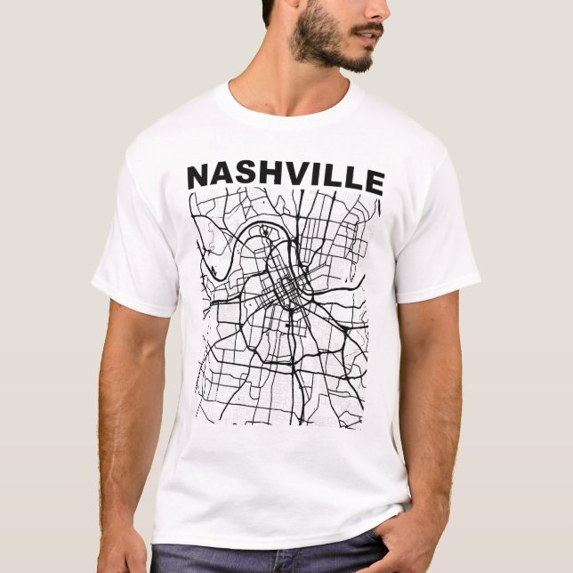 Tennessee Souvenir Nashville City Street Map T-Shirt (Front)