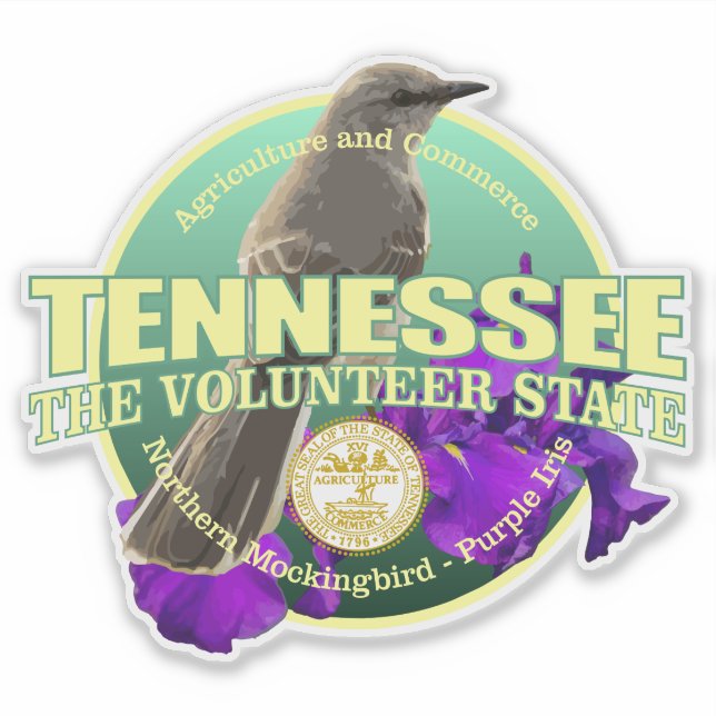 Tennessee State Bird & Flower Sticker (Front)