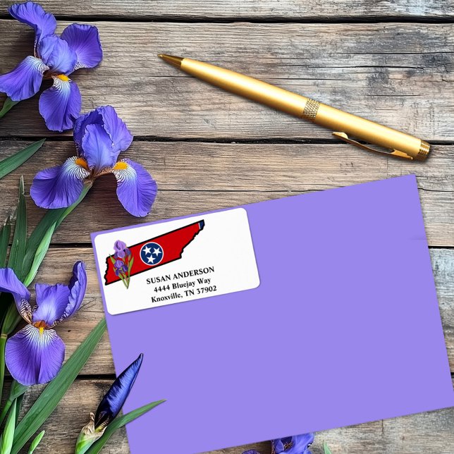 Tennessee State Flag and Flower Purple Iris Label (Creator Uploaded)