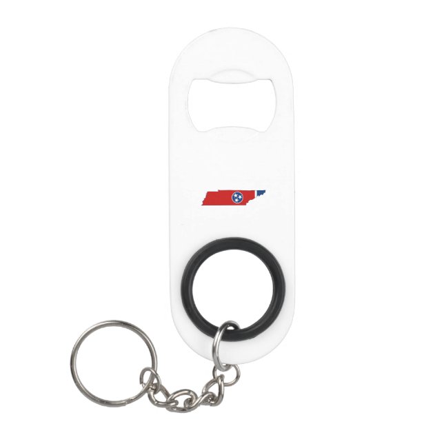 Tennessee State Flag and Map Keychain Bottle Opener (Front)