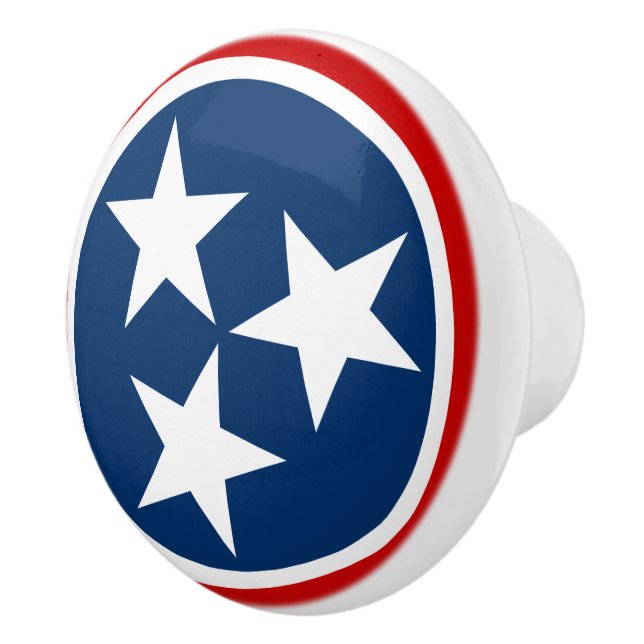 Tennessee State Flag Blue White Stars Ceramic Knob (Right)