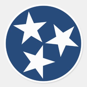 Tennessee State Flag Blue White Stars Classic Round Sticker by FlagGallery at Zazzle