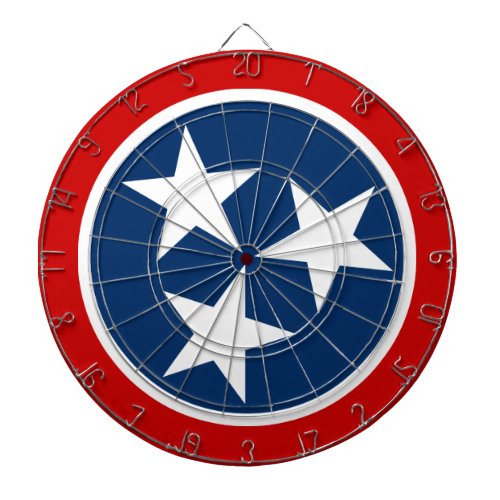 Tennessee State Flag Blue White Stars Dart Board