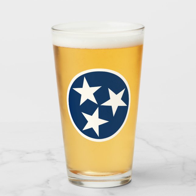 Tennessee State Flag Blue White Stars Glass (Front Filled)