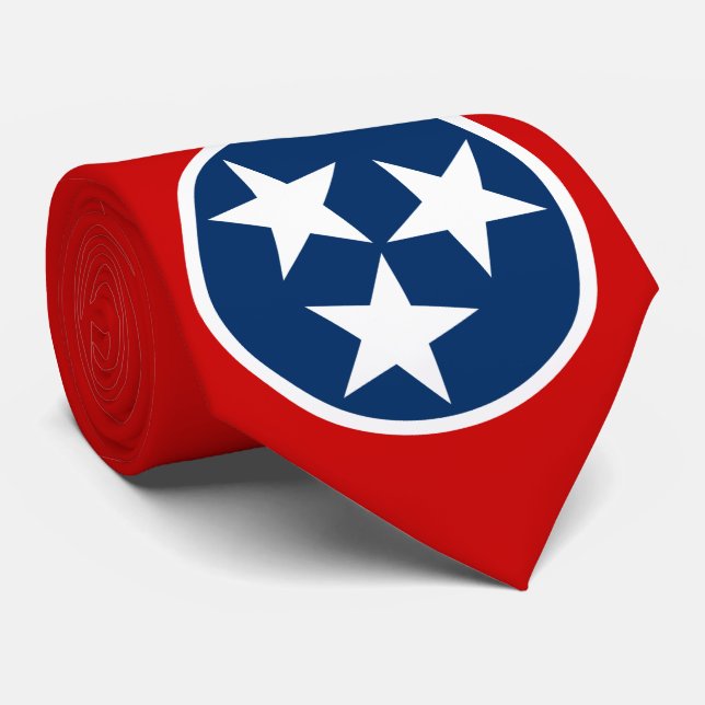 Tennessee State Flag Blue White Stars Neck Tie (Rolled)