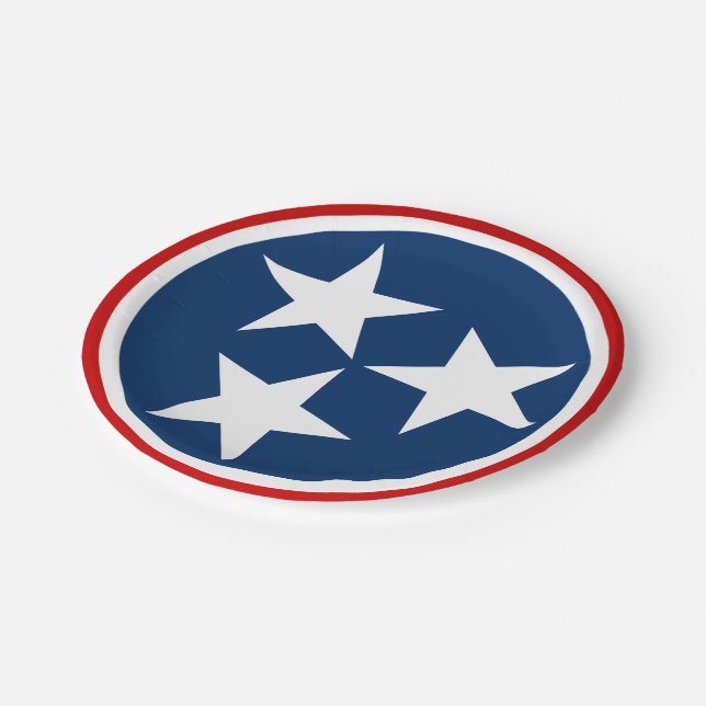 Tennessee State Flag Blue White Stars Paper Plates (Angled)