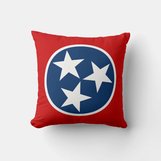 Tennessee State Flag Blue White Stars Throw Pillow (Front)
