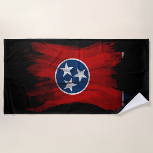 Tennessee state flag brush stroke Tennessee flag Beach Towel