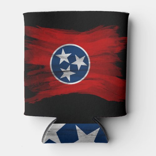 Tennessee state flag brush stroke Tennessee flag Can Cooler
