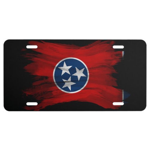 Tennessee state flag brush stroke Tennessee flag License Plate