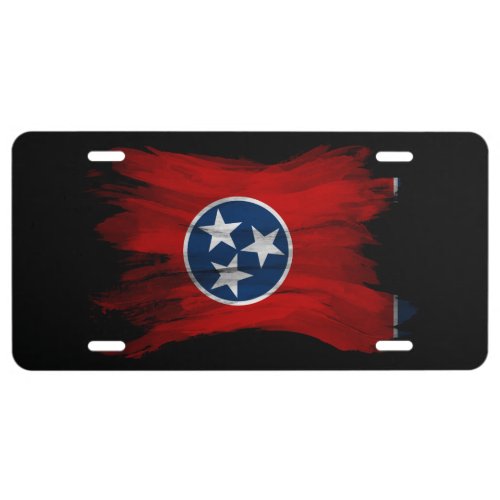 Tennessee state flag brush stroke Tennessee flag License Plate