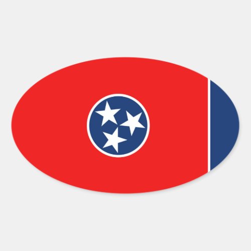 Tennessee State Flag Design Oval Sticker