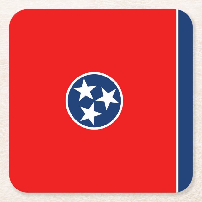 Tennessee State Flag Design Square Paper Coaster (Front)