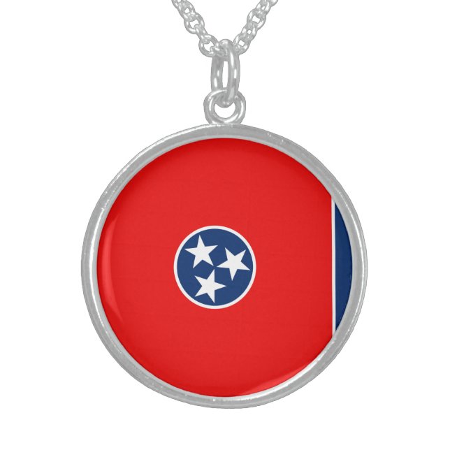 Tennessee State Flag Design Sterling Silver Necklace (Front)
