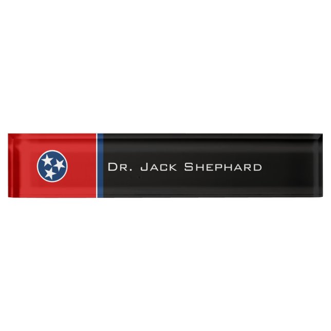 Tennessee State Flag Desk Name Plate (Front)