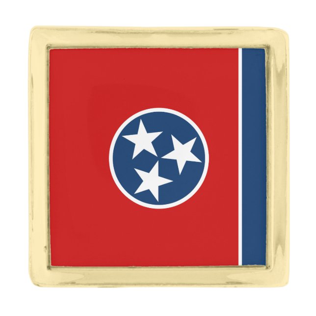 Tennessee State Flag Gold Finish Lapel Pin (Front)