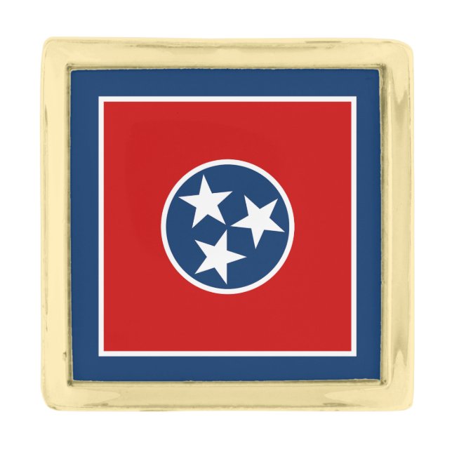 Tennessee State Flag Gold Finish Lapel Pin (Front)