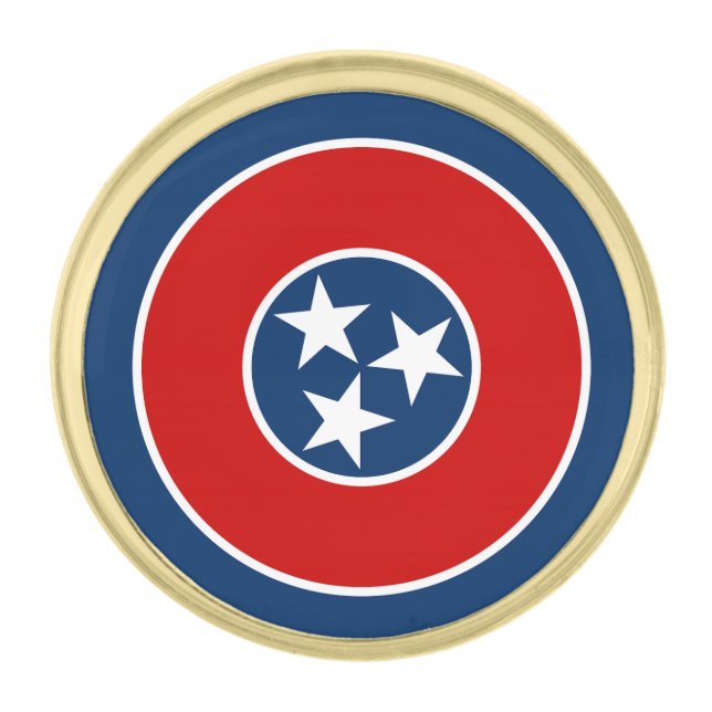 Tennessee State Flag Gold Finish Lapel Pin (Front)
