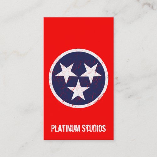 Tennessee State Flag Grunge Music Studio Business Card