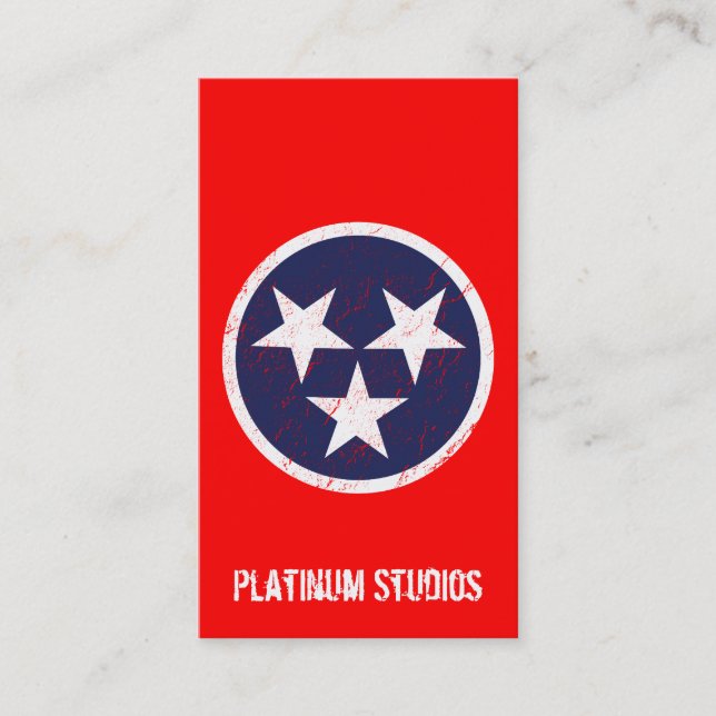 Tennessee State Flag Grunge Music Studio Business Card (Front)