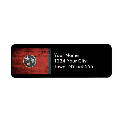 Tennessee State Flag on Old Wood Grain Label