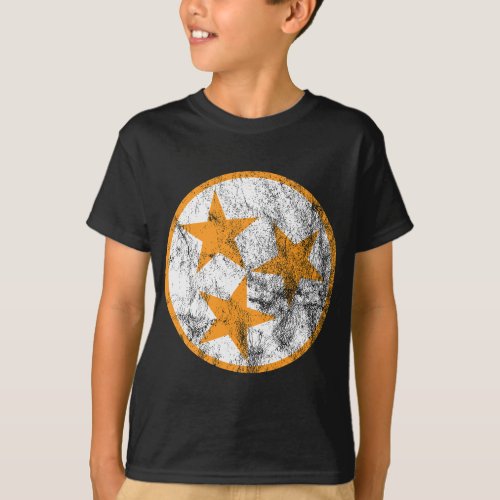 Tennessee State Flag Orange White Stars Distressed T_Shirt