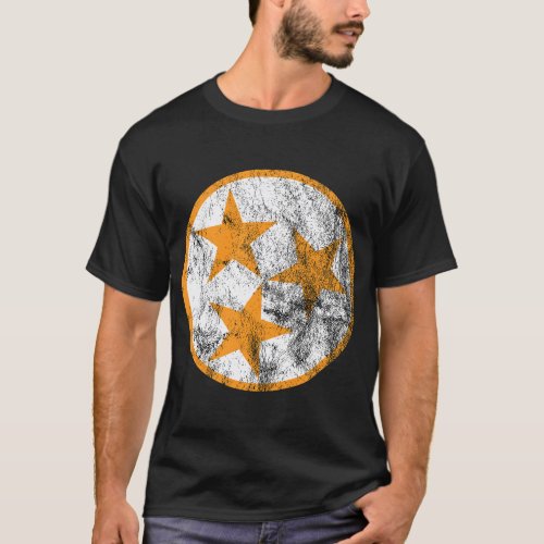 Tennessee State Flag Orange White Stars Distressed T_Shirt