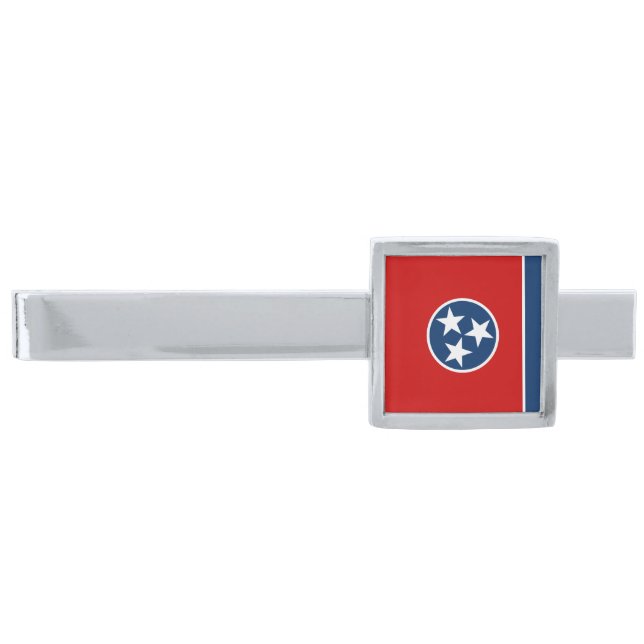 Tennessee State Flag Silver Finish Tie Bar (Front)