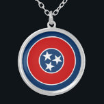 Tennessee State Flag Silver Plated Necklace<br><div class="desc">Patriotic Tennessee state flag.</div>