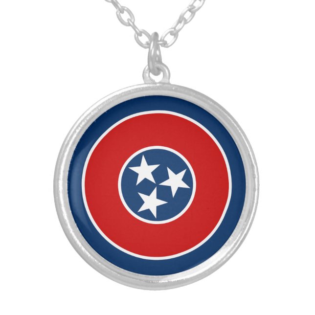 Tennessee State Flag Silver Plated Necklace (Front)