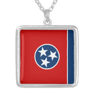 Tennessee State Flag Silver Plated Necklace