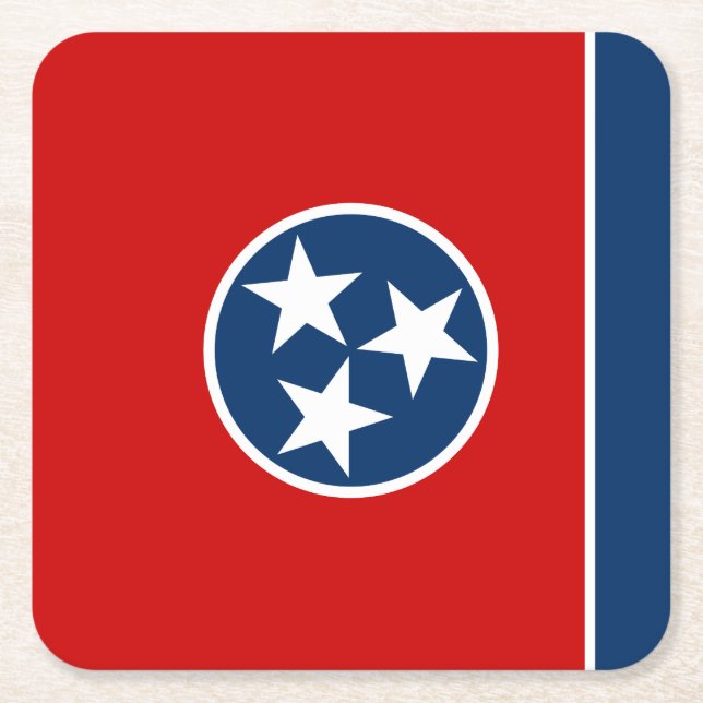 Tennessee State Flag Square Paper Coaster (Front)