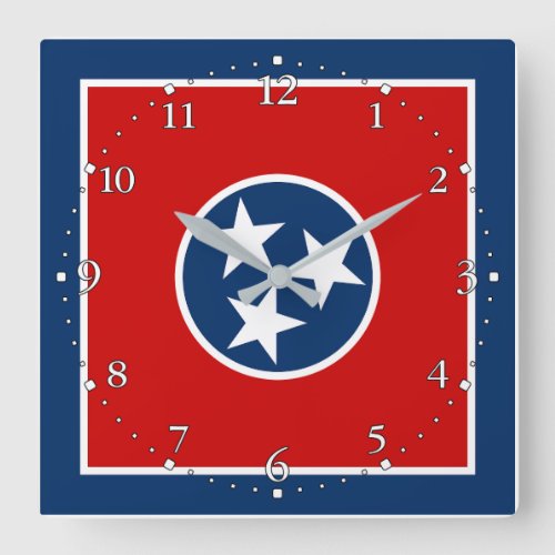 Tennessee State Flag Square Wall Clock