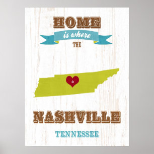 Tennessee State Map Art- Love NashVille Art Poster