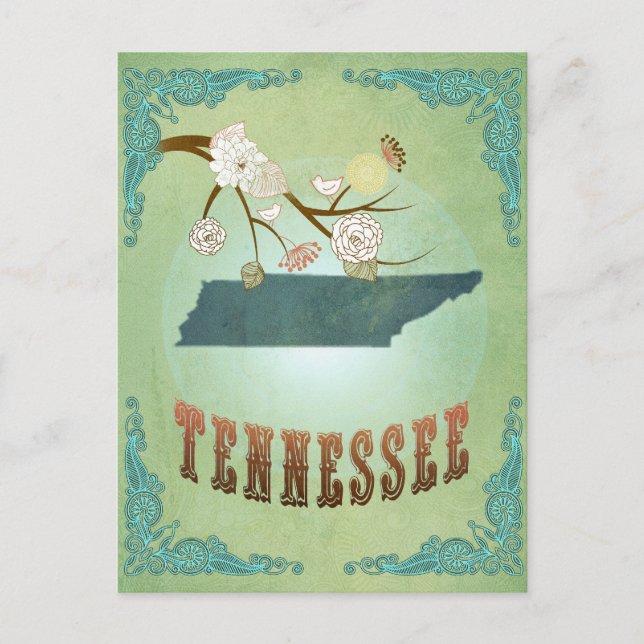 Tennessee State Map – Green Postcard (Front)