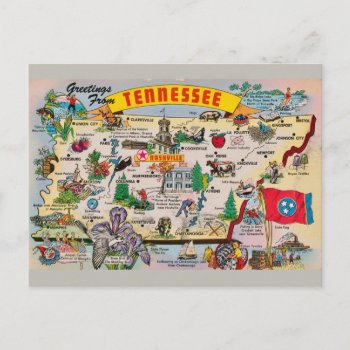 Tennessee State Map Postcard by normagolden at Zazzle