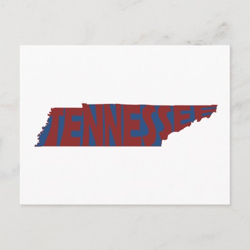 Tennessee State Name Word Art Red Postcard | Zazzle