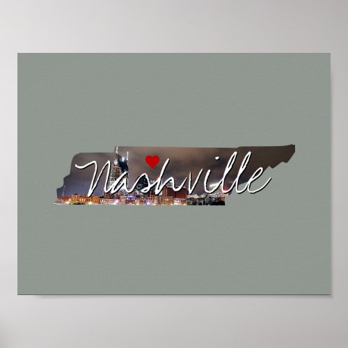 Tennessee State Photo insert and town name Poster