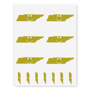 Tennessee State Shape Smiley Face Temporary Tattoos