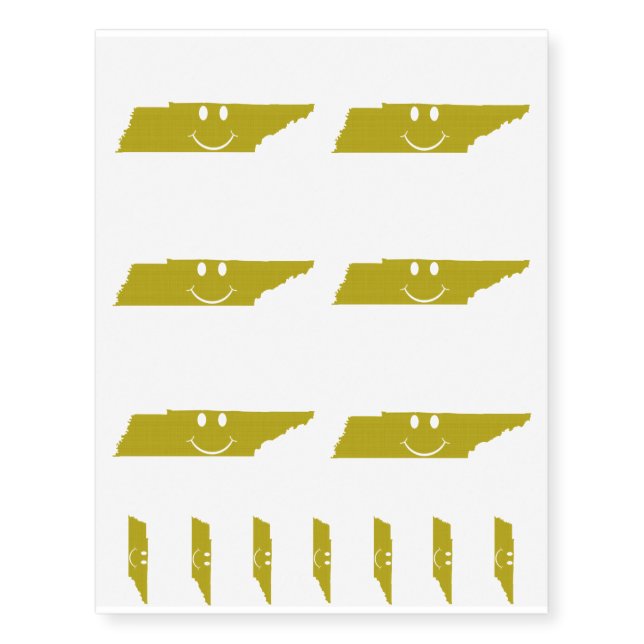 Tennessee State Shape Smiley Face Temporary Tattoos (Front)