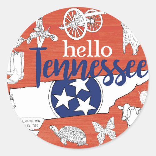 Tennessee State Symbols Volunteer State Images Classic Round Sticker