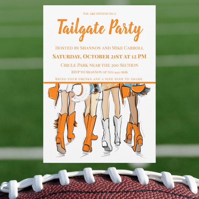 Tennessee Tailgate Party Ladies Cowboy Boots  Invitation (Creator Uploaded)